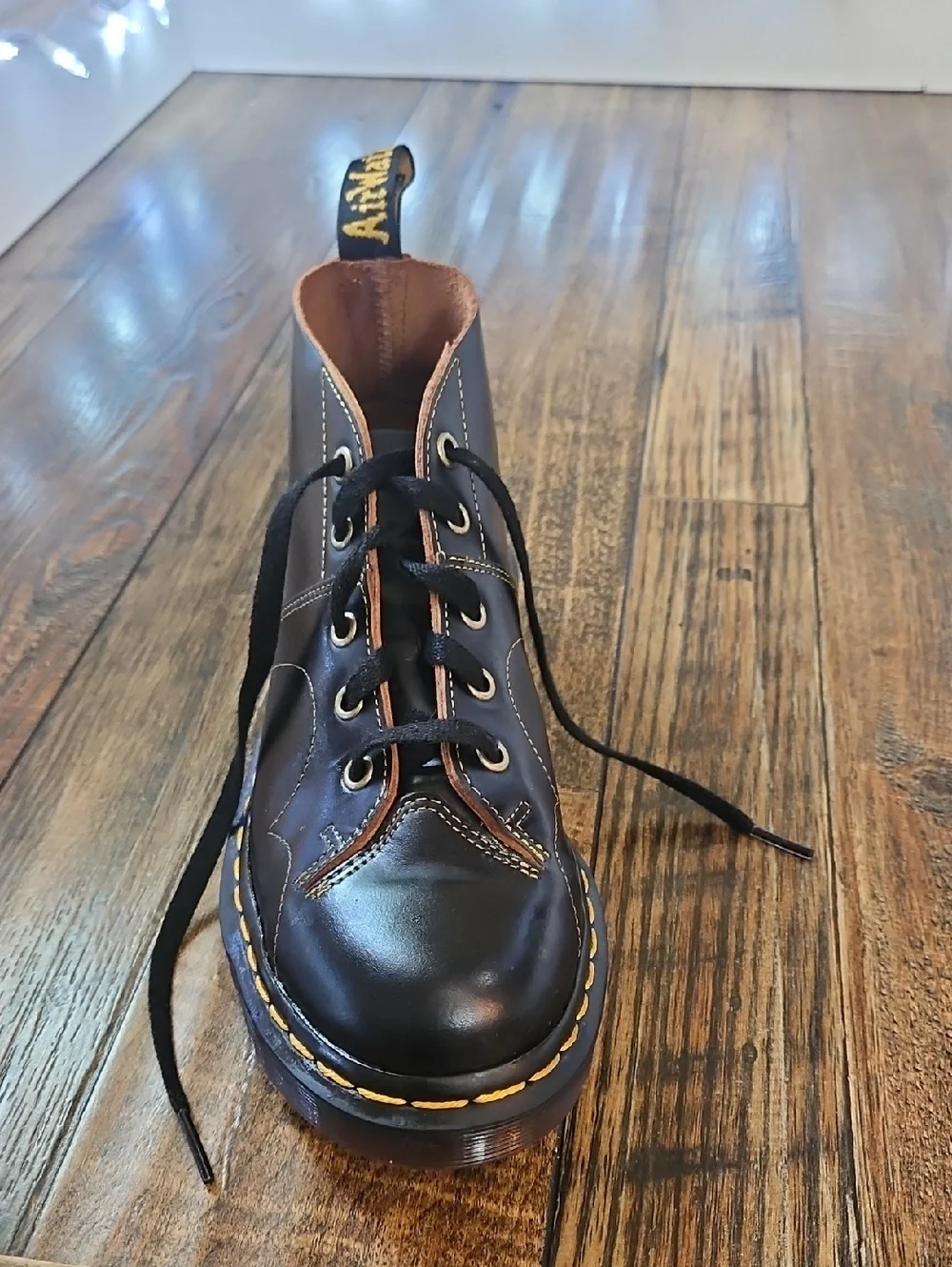 Dr. Martens‎ Black Leather Chukka Boots with Yellow Stitching